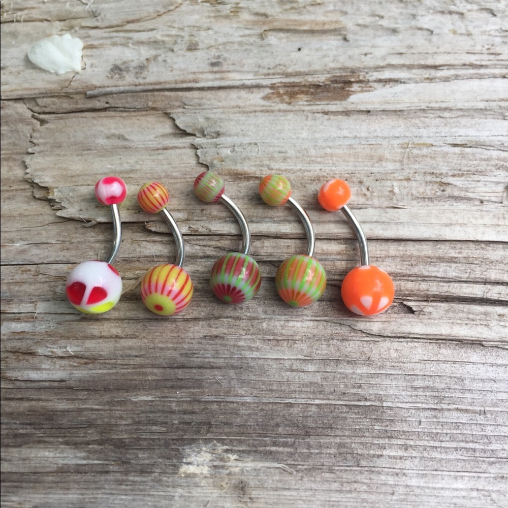 5 Multi-Color Belly Button‎ Navel Rings - Picture 2 of 2